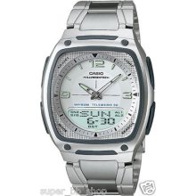 10-year Battery Casio Watch Steel 50m Aw-81d-7a White Time Zone Display Light