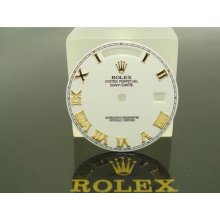 100% Orig Rolex 18k Yellow Gold Day Date Ii Roman Porcelain White Dial 218238