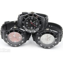 10pcs Black Quartz Watch Silicone Jelly Watches 43mm Men Women Watch