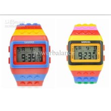 10pcs/lot Classic Plastic Shhors Digital Watch Candy Night Light Wat