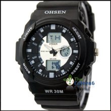 168 Ohsen Men's Sport Wrist Watch Digital Analog Rubber Multi-function Boy's