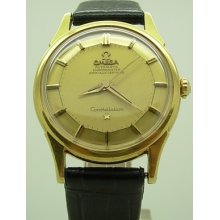 18k Gold Omega Constellaion Automatic Chronometer Pie Pan C. 551 Box & Papers