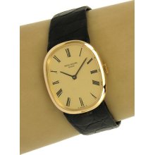 18k Gold Patek Philippe Elipse Men's Dress Wrist Watch W/ Leather Bracelet