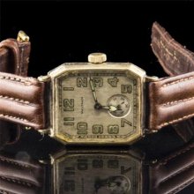 1920s Waltham Cut Corner Green Gold-filled Wristwatch Art Deco Great Gatsby Era