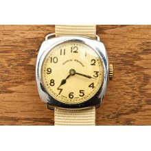 1930s Shock Proof, Military style cushion cased watch, new dial matching nato strap, full working and serviced