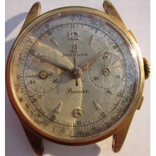 1940's Vintage Breitling Premier 2 Register Chronograph Case Signed Buttes Watch