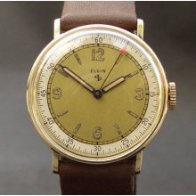 1945 Rare Elgin Usa 539 16j Hack Military Style Ww2 10k Gold Filled Men