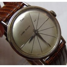 1950' Lord Elgin Men's Solid 10K Gold 25Jewels Spider Web Dial Watch