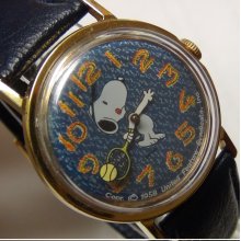 1958 Snoopy Silver Full Size Tennis Watch - Rare