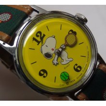 1958 Snoopy Silver Full Size Tennis Watch - Rare - w/ Original Strap