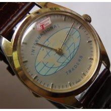 1970' International Traders Men's Gold Globe Watch w/ Strap