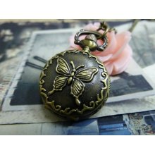 1pcs 26X36mm Antique Bronze Locket Necklace Pendant / Pocket Watch c5047