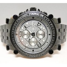 2.25 Ct Mens Jojo/jojino/joe Rodeo Metal 56 Black Diamond Watch Mj-1172b