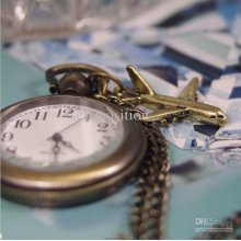 2012 Simple Style Pocket Watch Necklace,with Small Plane Pendant Y11