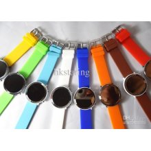 20pcs Round Mirror Watch Silicone Wathces Led Digital Sports Wrist W