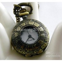 28p New Fashion Quartz Antique Bronze Colour Round Pocket Watch Neck