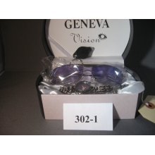 302-1 Geneva Vision Ladies Timer Face Watch And Sunglasses Set Chrome