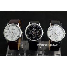 3pc Fashion Style Boys Men Gentleman Gift Leather Quartz Wristwatch Mk3