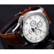 44mm Parnis White Dial Automatic Week Chronometer Mens Watch Tianjian 1652 097b