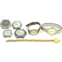 4u2fix Lot Of 7 Quartz Watches Analog Display Timex Armitron Time Square Cheval