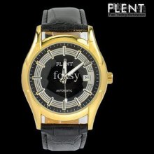 50pcs Lot Good Quality Watches Mechanical Automatic Black Leather Go