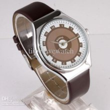 6pcs Pack Coffee Dial Leather Quartz Fashion Watch Lady Dress Gear S