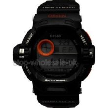 7 Color Light Multifunction Digital Display Mens Sport Wrist Watches Orange