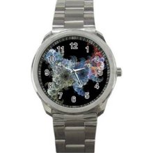 Abstract Graphics Unisex Silver-Tone Sports Metal Watch 20