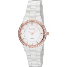 Accurist Ladies Crystal Set White Ceramic Bracelet Watch With Rose Gold Lb1751w