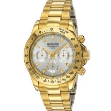 Accurist Men's Quartz Watch With Silver Dial Chronograph Display And Gold Stainless Steel Plated Bracelet Mb980s