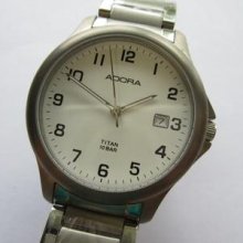 Adora White Dial N.o.s Titanium Gents Watch Runs And Keeps Time