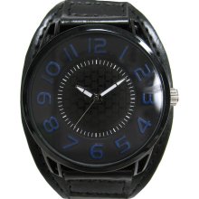 ADVANCE WATCH COMPANY LTD. Mens Watch with Round Black Case, Blue