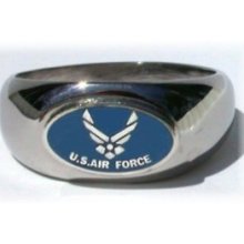 AIR Force Blue Oval Logo Military Stainless Steel Silver ...