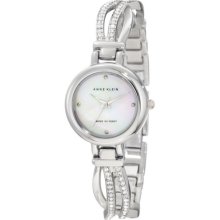 AK Anne Klein Women's 10-9475MPSV Swarovski Crystal Accented Silver-tone Bangle Watch