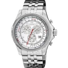 Akribos XXIV Watches Men's Chronograph White Dial Stainless Steel Sil