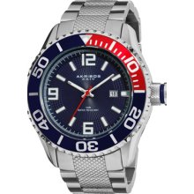 Akribos XXIV Watches Men's Explorer Blue Dial Stainless Steel Silver-t