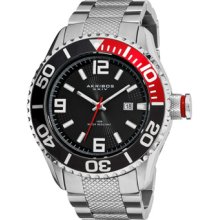 Akribos XXIV Watches Men's Explorer Black Dial Stainless Steel Silver-