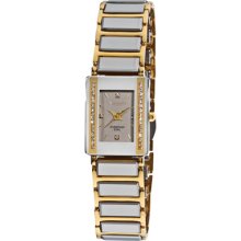 Akribos XXIV Watches Women's Silver Dial Two-tone Ceramic Two-tone Ba