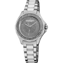 Akribos XXIV Watches Women's Silver Tone Dial Silver Tone SS with Cera