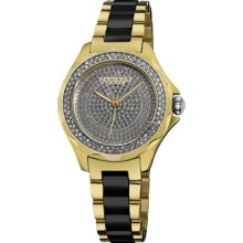 Akribos XXIV Watches Women's Silver Tone Dial Gold Tone SS with Cerami