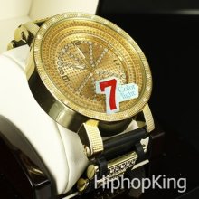 All Gold Finish Metallic Round Dial 50 Cents Hot Custom Hip Hop Watch