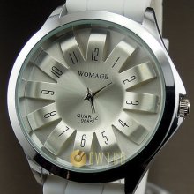 Analog Quartz Hours Clock Best Dial White Rubber Unisex Wrist Watch Wt088