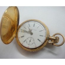 Antique 1887 Lambert Bros. 14kt Gold Pocket Watch, Awc Case, Rare Special Item