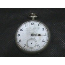 Antique Movement Pocket Watch For Repair Or Parts Enamel Dial