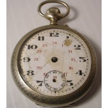 Antique Swiss Pocket Watch Silver Tone Pin Set