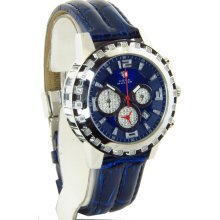 Aqua Master Blue Band Blue Dial Chrono Diamond Mens Watch W151 1