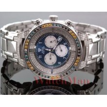 Aqua Master Men's Color Diamond Bezel Watch 4.25ct W-97