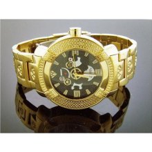 Aqua Master Round 20 Diamonds Yellow Gold Case Watch ...