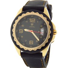 Aqua Master W334BG Gold Steel Case Black Dial Silicone Men's Watch