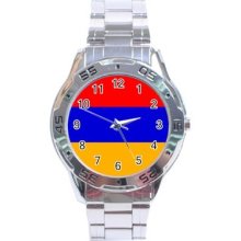 Armenia Flag Stainless Steel Analogue Watch Armenian